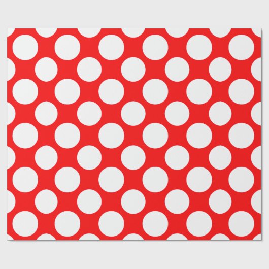 Modernes helles rotes weißes Tupfen-Muster Geschenkpapier (Flach)