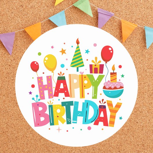 Modernes, helles und klassisches Glück zum Geburts Runder Aufkleber