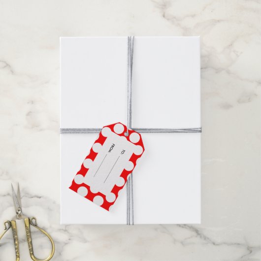 Modernes, helles, weißes Polka Dots Muster Geschenkanhänger (Mit Garn)