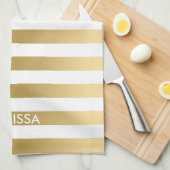 Modernes, hellgelbes Gold- und Weißstreifenmuster Küchentuch (Viertel Falte)