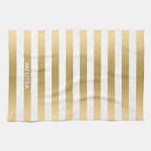 Modernes, hellgelbes Gold- und Weißstreifenmuster Küchentuch (Horizontal)