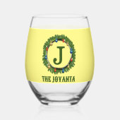 Modernes hellgelbes Monogramm Weinglas Ohne Stiel (Vorderseite)