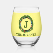 Modernes hellgelbes Monogramm Weinglas Ohne Stiel (Rückseite)