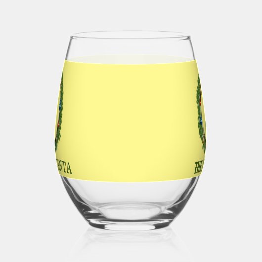 Modernes hellgelbes Monogramm Weinglas Ohne Stiel (Rechts)