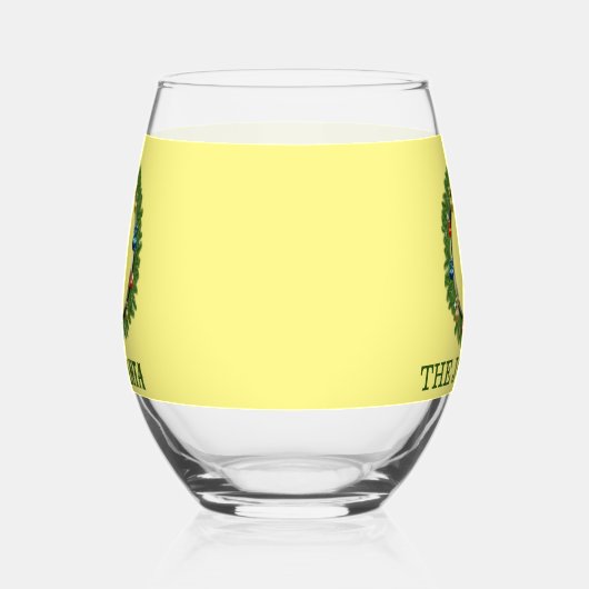 Modernes hellgelbes Monogramm Weinglas Ohne Stiel (Links)