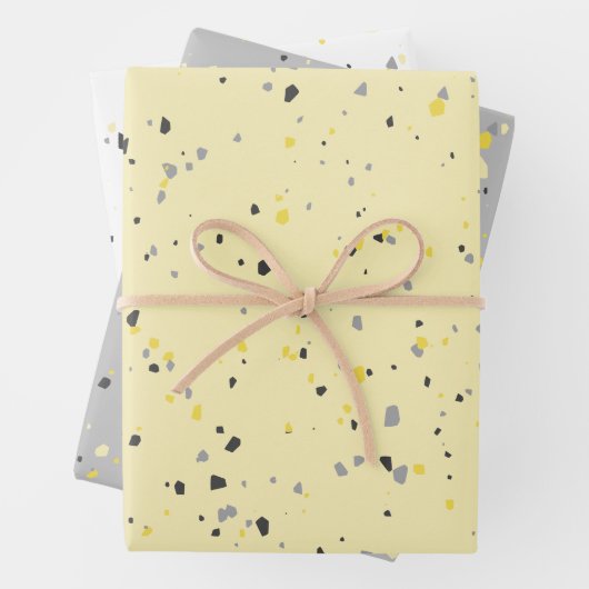 Modernes hellgelbes Terrazzo-Muster Geschenkpapier Set (Beispiel)