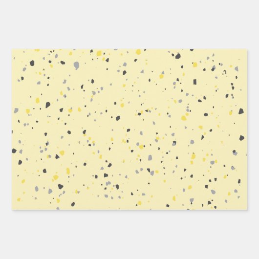 Modernes hellgelbes Terrazzo-Muster Geschenkpapier Set (Vorderseite)