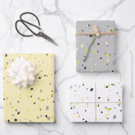 Modernes hellgelbes Terrazzo-Muster Geschenkpapier Set