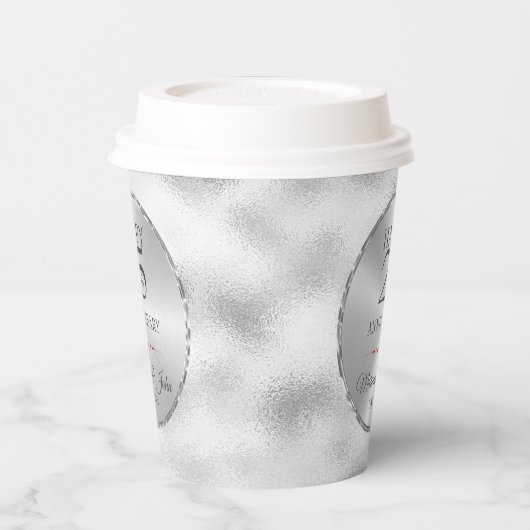 Modernes hellgraues Glas - 25-jähriges Pa Pappbecher (Links)