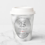 Modernes hellgraues Glas - 25-jähriges Pa Pappbecher (Rückseite)