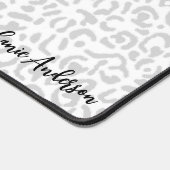 Modernes hellgraues Leopard-Blatt Schreibtischunterlage (Ecke)