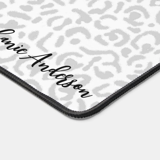 Modernes hellgraues Leopard-Blatt Schreibtischunterlage (Ecke)