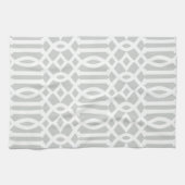 Modernes, hellgraues und weißes Trellis-Muster Geschirrtuch (Horizontal)