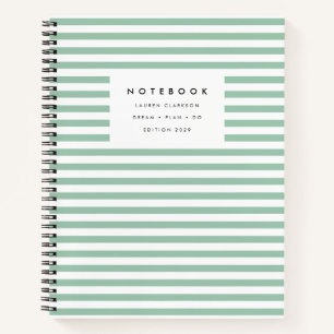 Modernes, hellgrün gestreiftes Notebook Notizblock