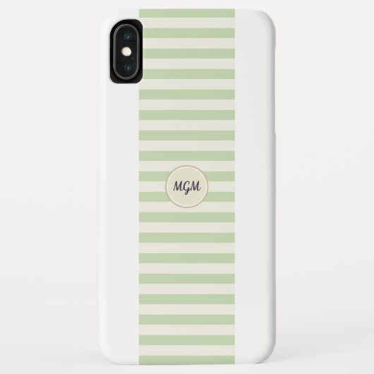 Modernes, hellgrün gestricheltes Monogramm Case-Mate iPhone Hülle (Rückseite)