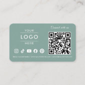 Modernes Hellgrünes QR-Code Social-Media-Logo Visitenkarte (Vorderseite)