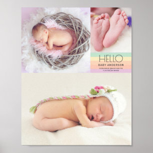 Modernes Hello Neuborn Baby Foto Geburtsdatum Poster