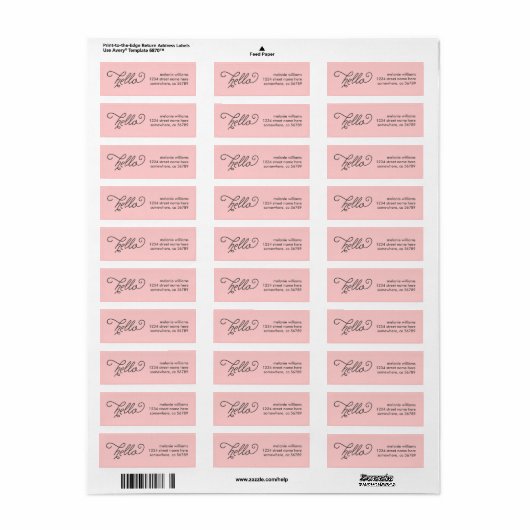 Modernes Hello Return Address Label (Vorne)