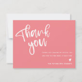 Modernes, hellrosa Brautparty Danke Karte (Vorderseite)