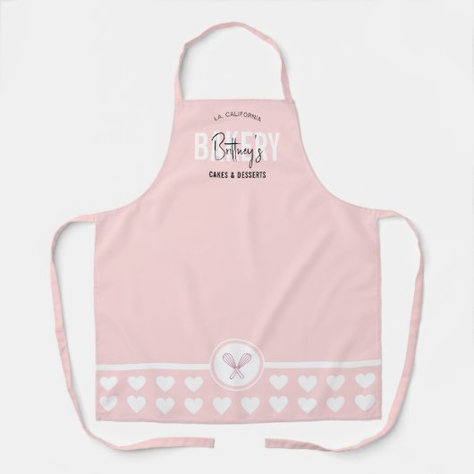 Modernes hellrosa Elegant Name Baker Koch Catering Schürze (Vorderseite)