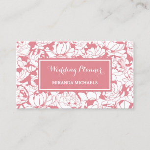 Modernes, hellrosa, florales Girly Wedding Planner Visitenkarte