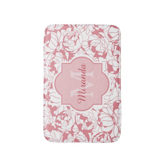 Modernes, hellrosa, florenfarbenes Monogramm mit N Badematte (Vorderseite Vertikal)