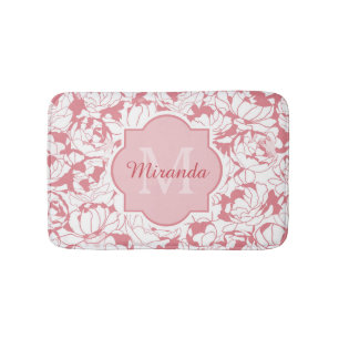 Modernes, hellrosa, florenfarbenes Monogramm mit N Badematte