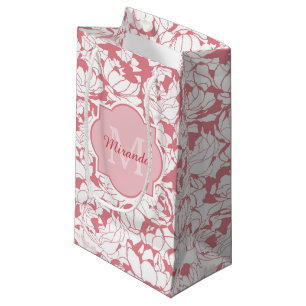 Modernes, hellrosa, florenfarbenes Monogramm mit N Kleine Geschenktüte