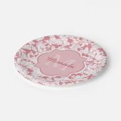 Modernes, hellrosa, florenfarbenes Monogramm mit N Pappteller (Schrägansicht)