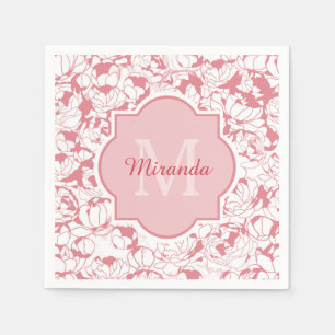 Modernes, hellrosa, florenfarbenes Monogramm mit N Serviette