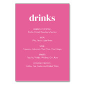 Modernes, hellrosa Girly Drinks Tabletop-Zeichen Tischnummer (Vorderseite)