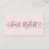 Modernes hellrosa Haarstyllizenskript Visitenkarte (Vorderseite)