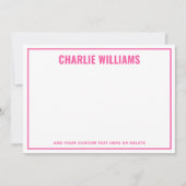 Modernes, hellrosa Namensstreifen Mitteilungskarte (Vorderseite)