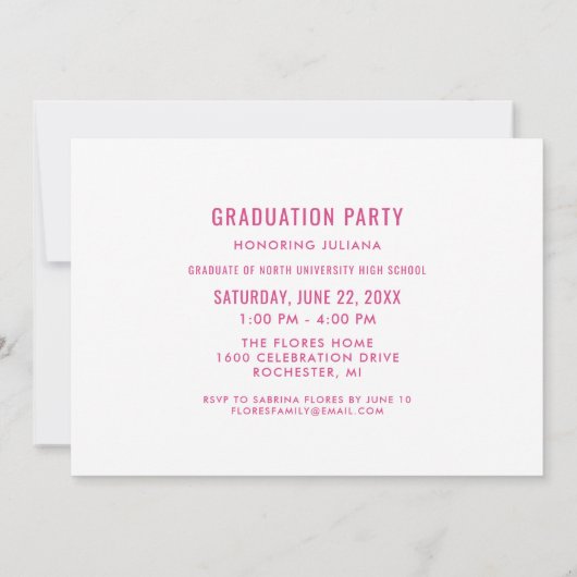 Modernes, hellrosa Pinselstriche für das Script-Gr Einladung (Rückseite)