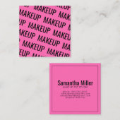 Modernes, hellrosa, sich wiederholendes Textmuster Quadratische Visitenkarte (Vorne/Hinten)