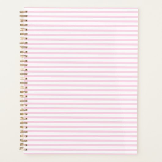 Modernes, hellrosa Streifen-Muster mädchenhaft nie Planer (Vorderseite)