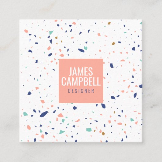 Modernes, hellrosa Terrazzo Marmor abstraktes Must Quadratische Visitenkarte (Vorderseite)