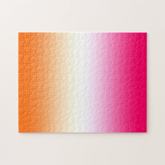 Modernes, hellrosa Weiß und Orange Ombre Puzzle (Horizontal)