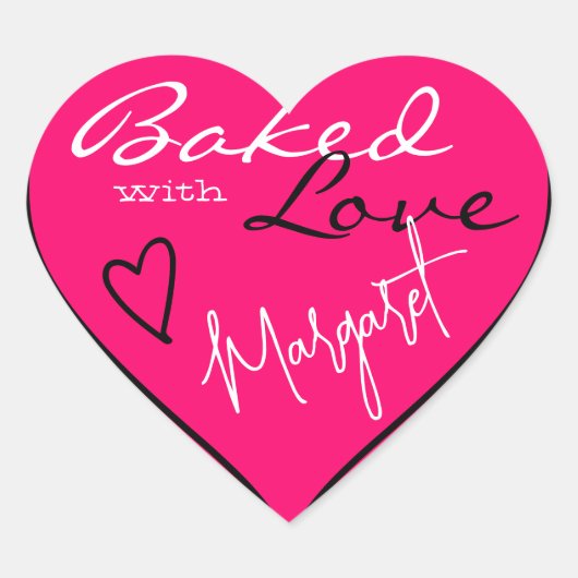 Modernes, hellrosa Weißgebäck mit Liebe Herz Herz-Aufkleber (Vorderseite)