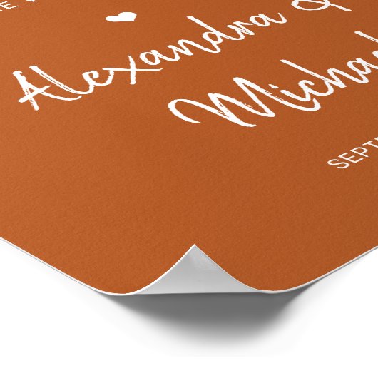 Modernes Herbst Herbst Terracotta Hochzeitsempfehl Poster (Ecke)