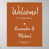 Modernes Herbst Herbst Terracotta Hochzeitsempfehl Poster (Vorne)