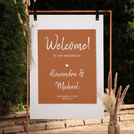 Modernes Herbst Herbst Terracotta Hochzeitsempfehl Poster
