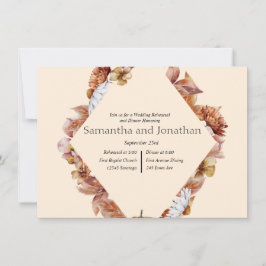 Modernes Herbst Orange BOHO Hochzeitsessen Probe Einladung