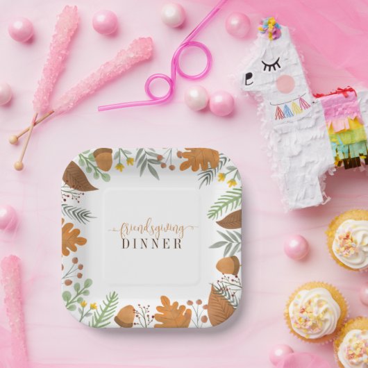 Modernes Herbstfest Freundliches Abendessen Pappteller (Party)