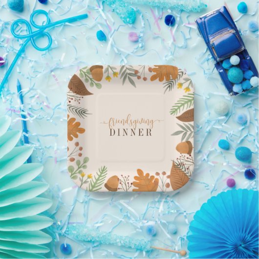 Modernes Herbstfest Freundliches Abendessen Pappteller (Party)