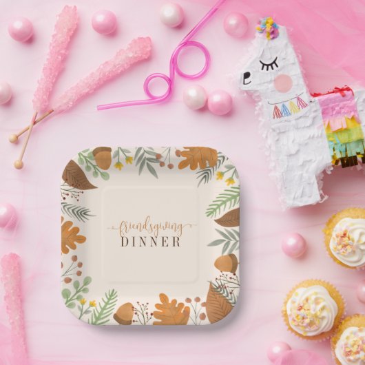 Modernes Herbstfest Freundliches Abendessen Pappteller (Party)