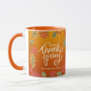 Modernes Herbstjahr lässt glückliches Erntedankfes Tasse