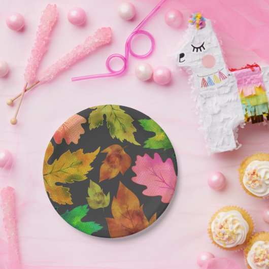 Modernes Herbstlaub Muster | ERNTEDANK Pappteller (Party)