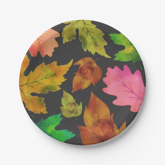 Modernes Herbstlaub Muster | ERNTEDANK Pappteller (Vorderseite)