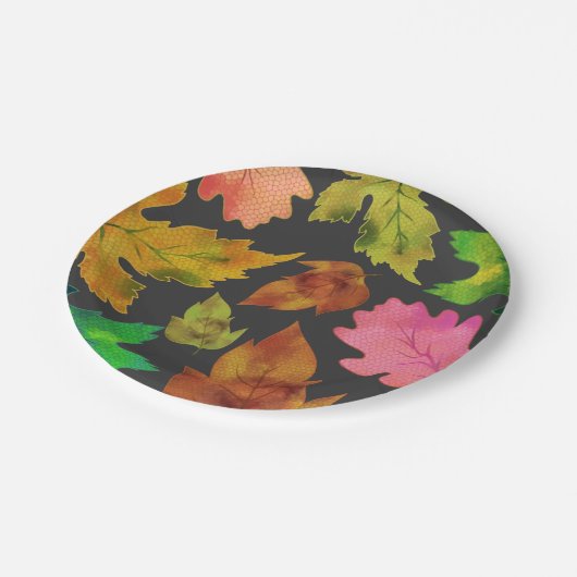Modernes Herbstlaub Muster | ERNTEDANK Pappteller (Schrägansicht)
